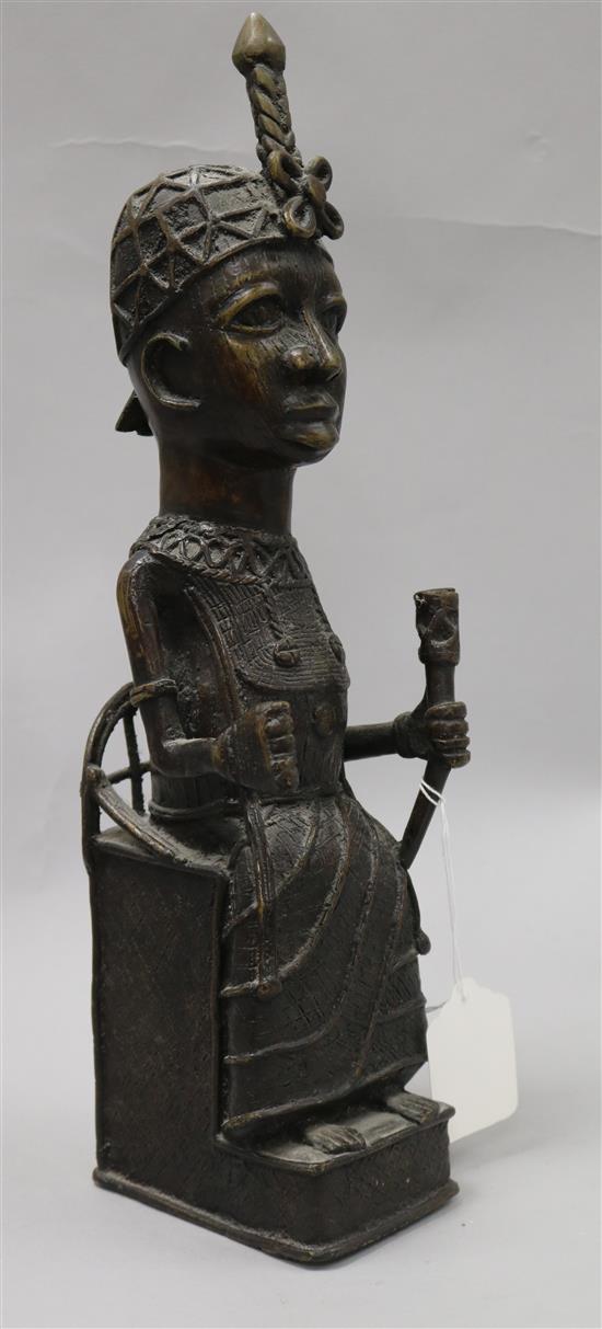 A Benin style bronze figure 38cm